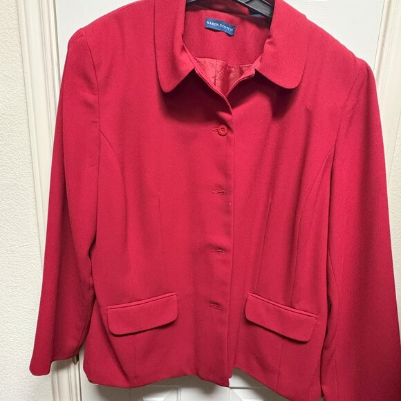 Karen Scott Blazer Coat Women's Plus Size 24W Red Lined‎ with Pockets - Picture 1 of 2